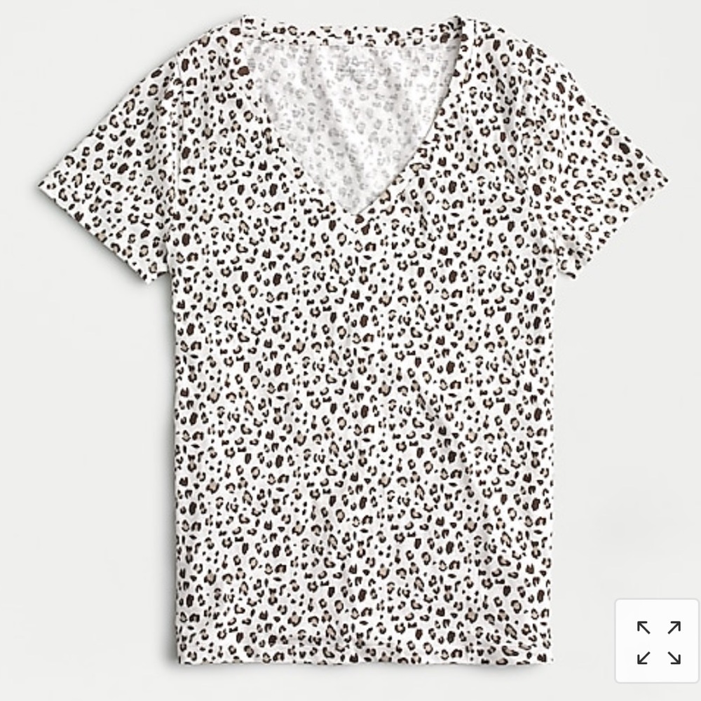 J Crew Vintage cotton V-neck T-shirt leopard print